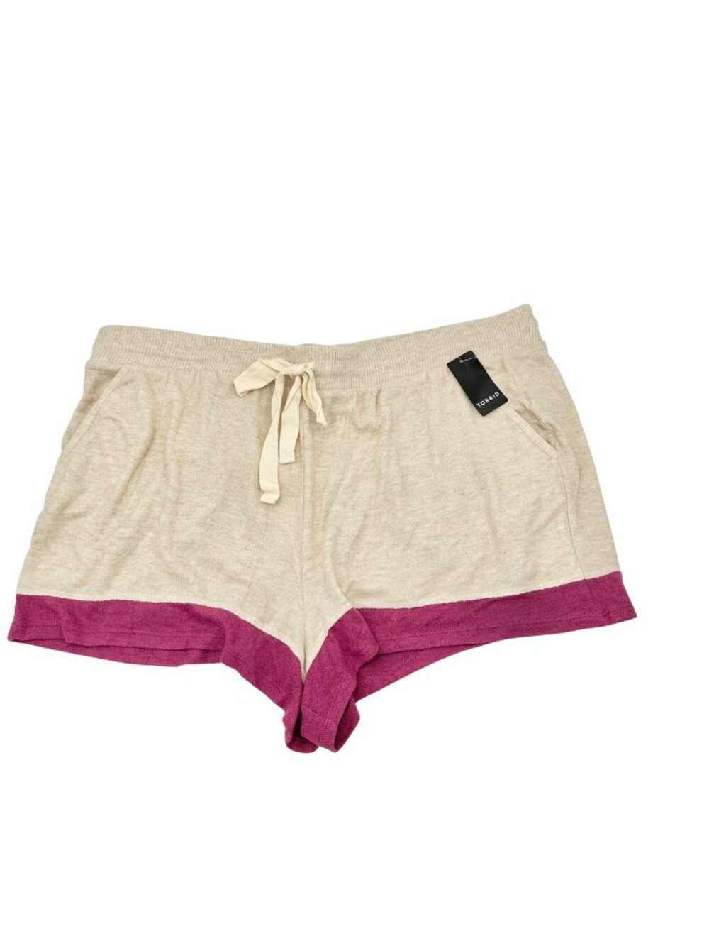 Super Soft by Torrid Sleep Lounge Shorts Womens 3X Beige and Pink Trim 22-24 NWT